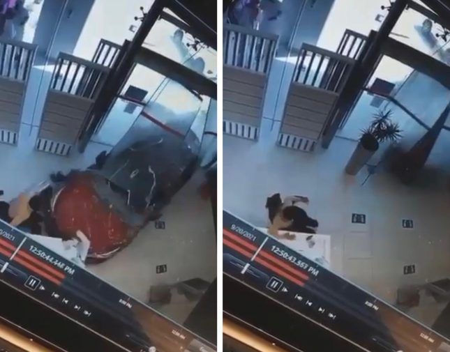 شاهد: لحظة اقتحام مركبة تقودها “امرأة” لمحل اتصالات بالرياض.. (فيديو)