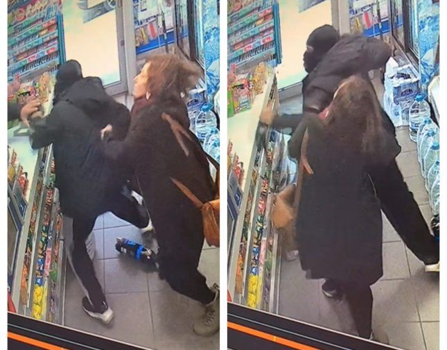 شاهد: امرأة شجاعة تتصدى للص مسلح اقتحم متجراً لسرقته في لندن (فيديو)