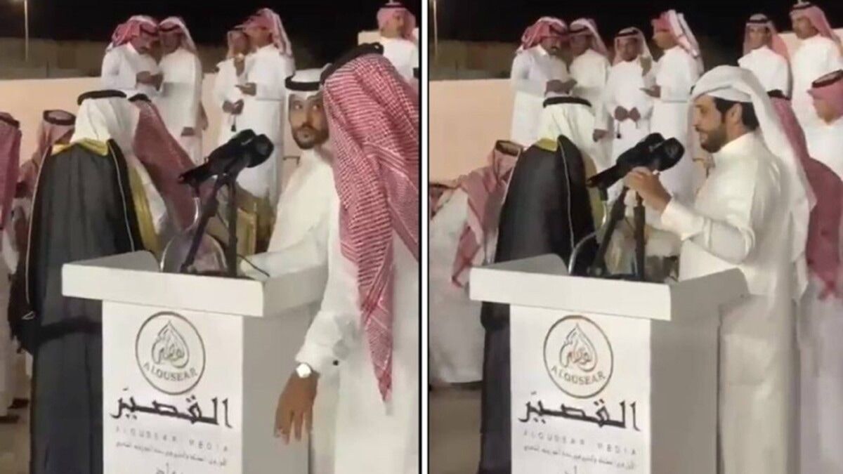 الشاعر السعودي شالح العضياني يصفع زميله أمام الجمهور (فيديو)