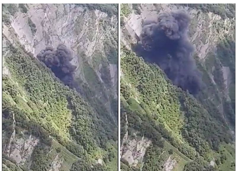 شاهد لحظة سقوط مروحية إنقاذ في جورجيا وأنباء عن مقتل 8 أشخاص بينهم خليجيين.. فيديو مروع (شاهد)