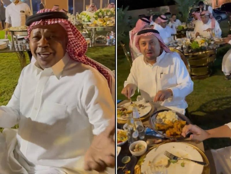 شاهد.. الفنان السعودي رابح صقر يقيم مأدبة سحور لعدد من الأمراء والفنانين والرياضيين في منزله