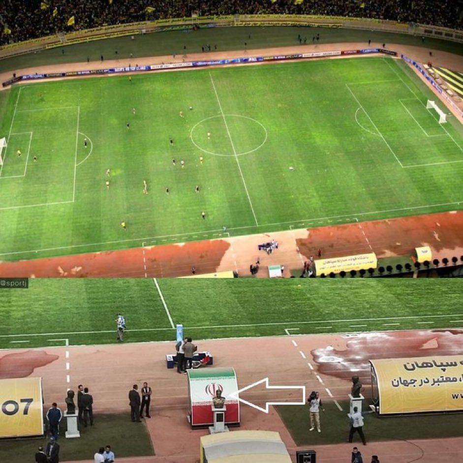 تمثال لقاسم سليماني يتسبب بإلغاء مباراة الاتحاد وسباهان