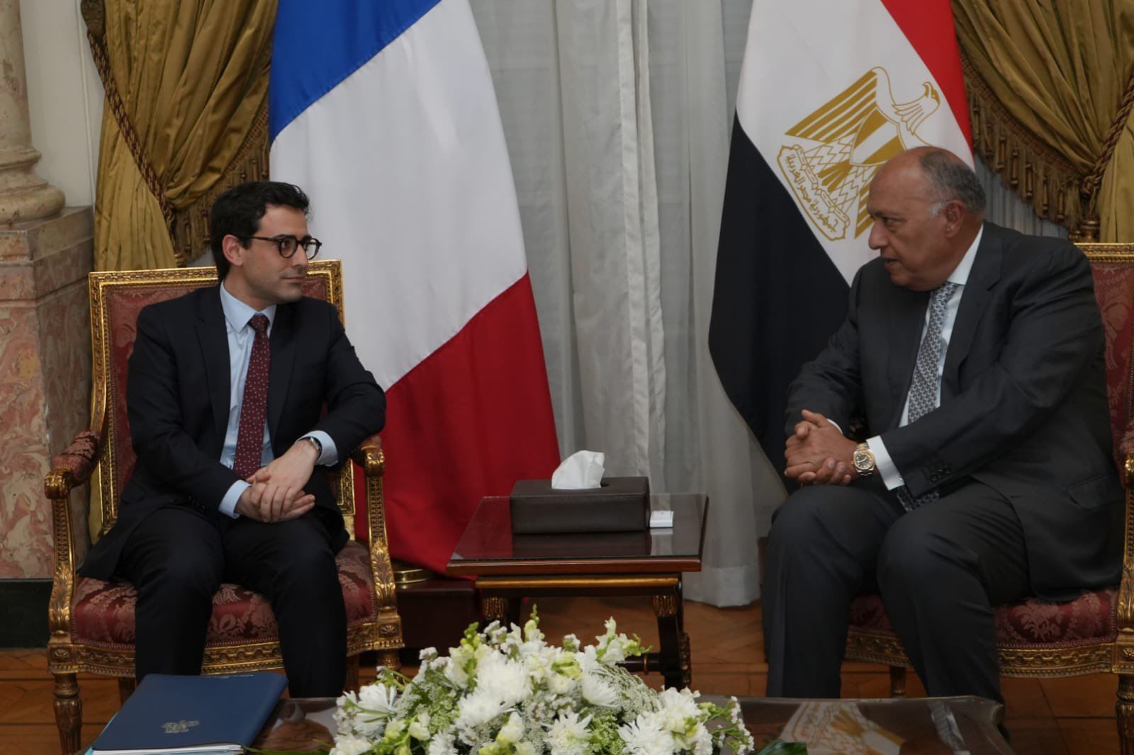 وزير الخارجية ونظيره الفرنسي يؤكدان حتمية وقف إطلاق النار في غزة