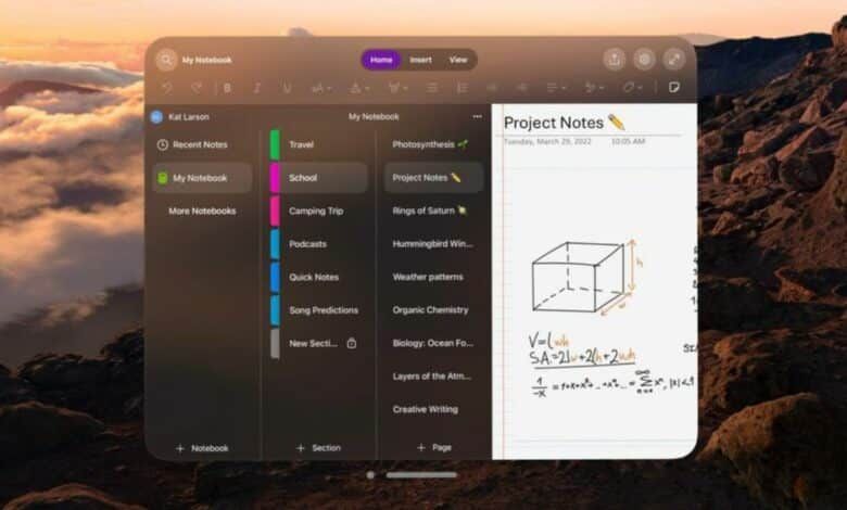 مايكروسوفت تطلق تطبيق OneNote لنظارة آبل - موقع الخليج الان