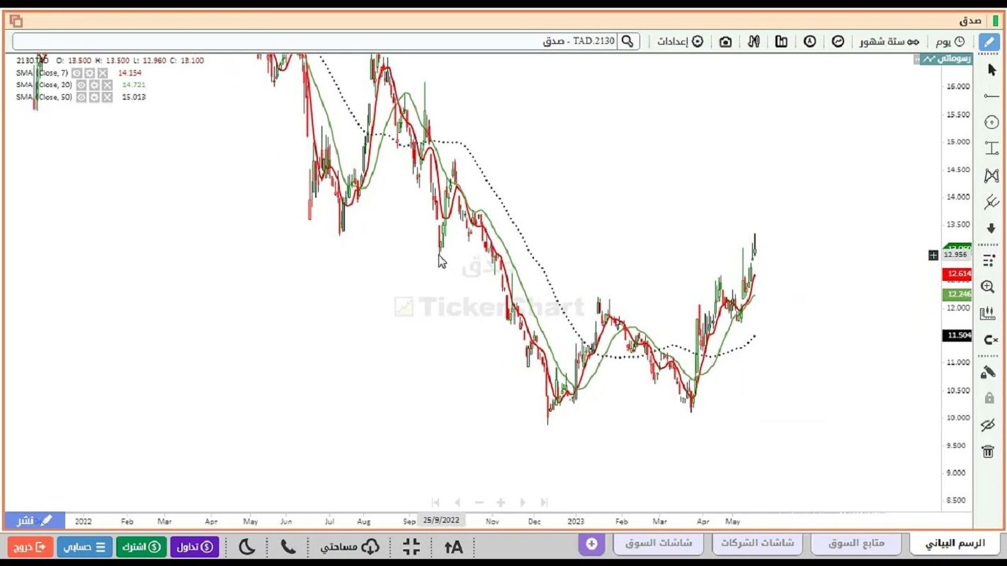 تحديث مستمر | سعر سهم صدق (2130) تداول مباشر مع توقعات وتوصيات الخبراء - موقع الخليج الان