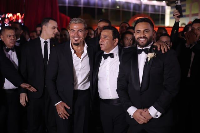 على رأسهم عمرو دياب.. النجوم يحتفلون بزفاف نجل محمد فؤاد (صور)
