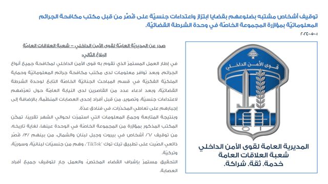 بينهم "تيك توكر" شهير.. القبض على عصابة اغتصاب أطفال في لبنان