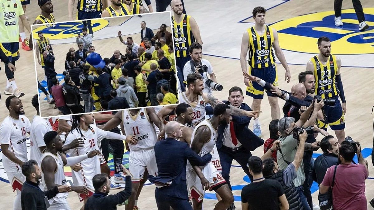 مشاجرة وفوضى عارمة في مباراة موناكو وفنربخشة بكرة السلة (فيديو)