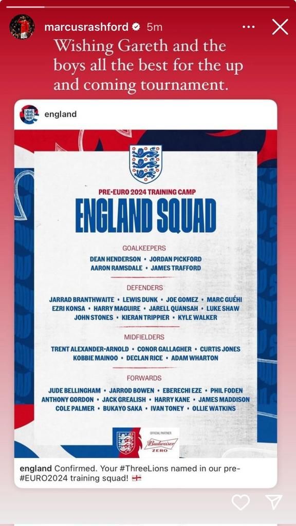 راشفود يعلق على استبعاده من قائمة إنجلترا في يورو 2024