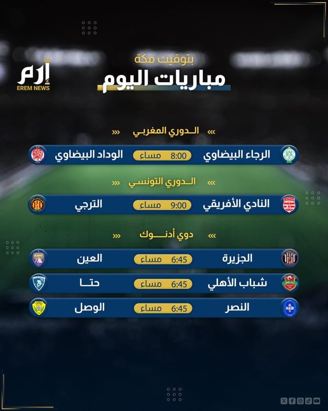 مواعيد مباريات اليوم والقنوات الناقلة