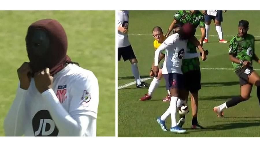 لاعب مقنّع يسرق الأضواء في مباراة خيرية