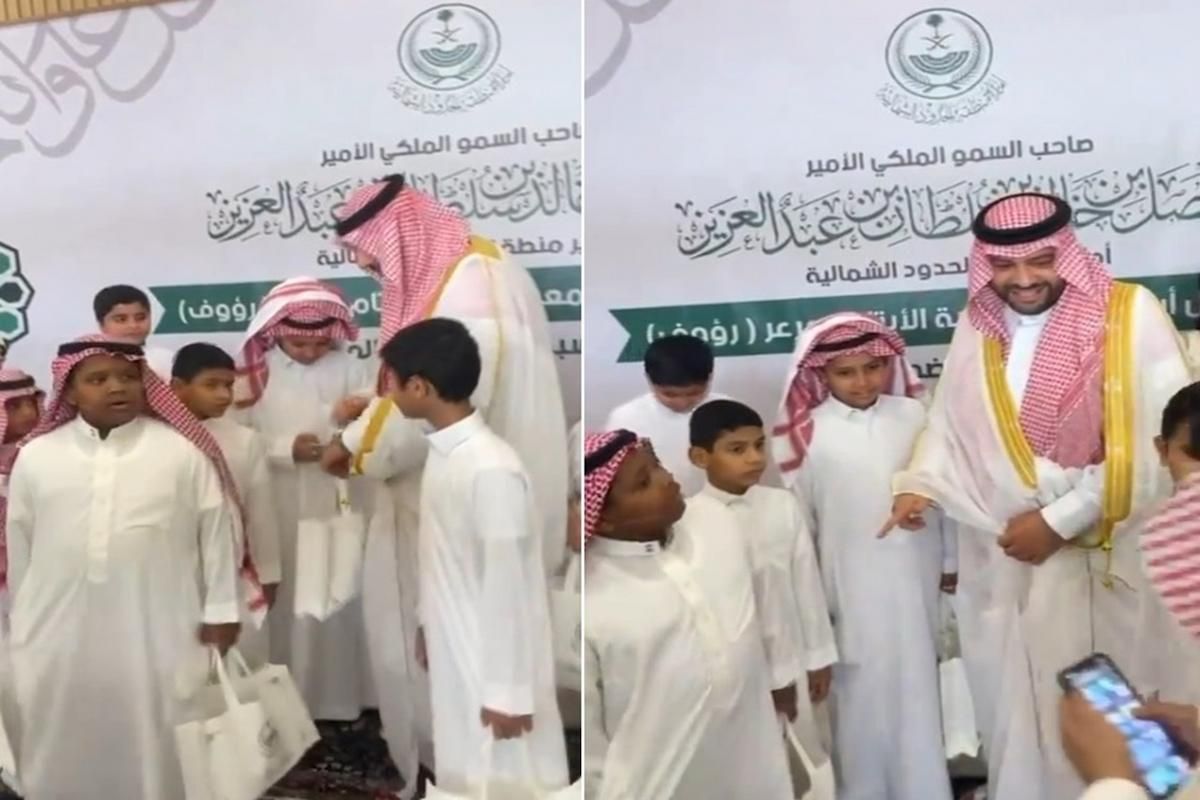 الجوال مغلق!! شاهد.. ردة فعل مثيرة للدهشة من أمير الحدود الشمالية مع بعض الأيتام - موقع الخليج الان