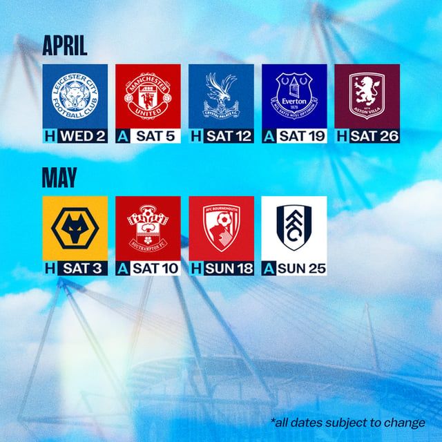 جدول مباريات مانشستر سيتي كاملا في الدوري الإنجليزي