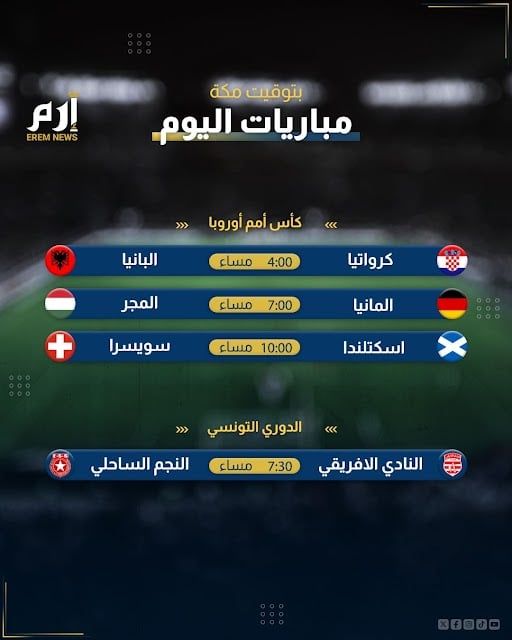 مواعيد مباريات اليوم والقنوات الناقلة