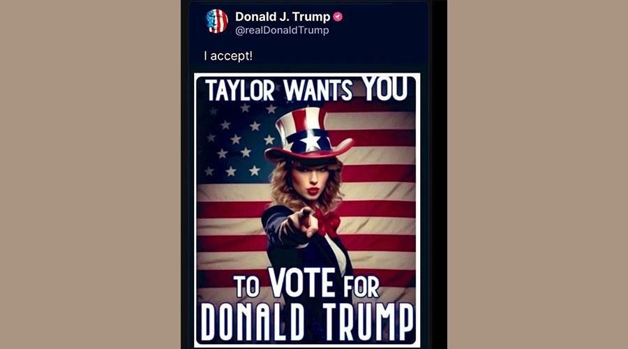 ترامب ينشر صوراً معدلة توحي بأنّ «تايلور سويفت» تدعمه