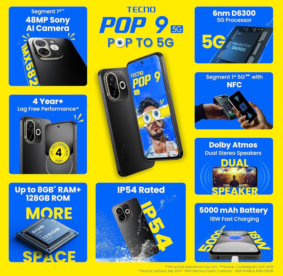 Tecno تطلق هاتفها الذكي الجديد POP 9 5G - موقع الخليج الان