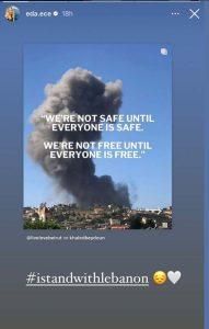 بسبب الاعتداءات الإسرائيلية.. نجمة مسلسل “التفاح الحرام” التركية تدعم لبنان شاهدوا ماذا فعلت (صورة)