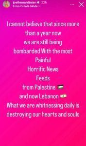 “ما نشهده يوميًا يدمر قلوبنا”… جويل مردينيان: لن نتوقف عن المطالبة بتحقيق السلام