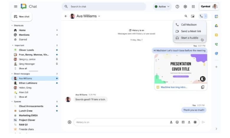 مثل تيمز وسلاك.. جوجل شات تتيح ميزة المحادثات الصوتية السريعة - موقع الخليج الان