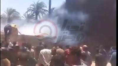 موقع الحريق في قرية الرويجات في ساحل سليم في أسيوط - الخليج الان