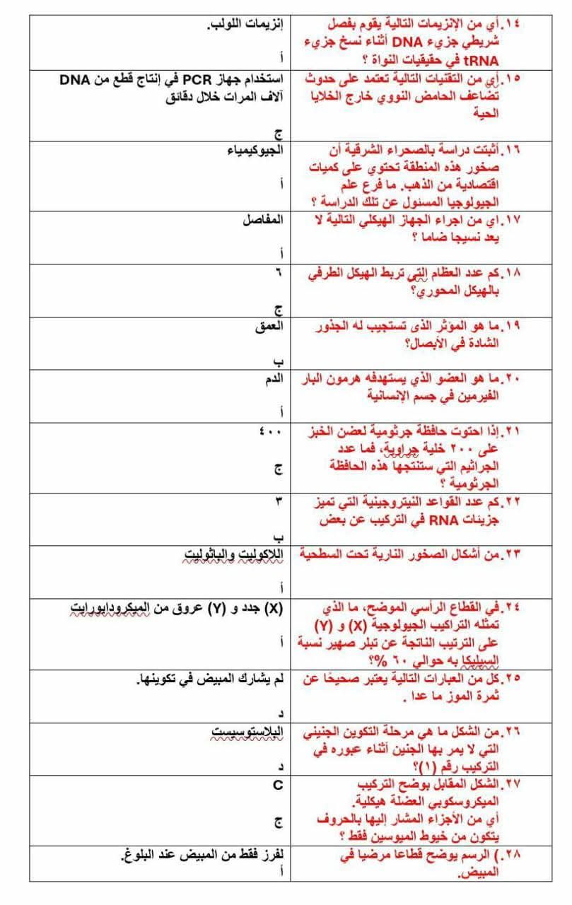 إجابة امتحان الأحياء للثانوية العامة 2025.. راجع واعرف درجتك كام - الخليج الان