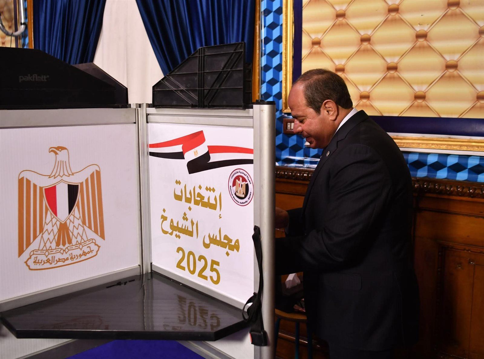 لحظة إدلاء الرئيس السيسي بصوته في انتخابات مجلس الشيوخ 2025 - الخليج الان