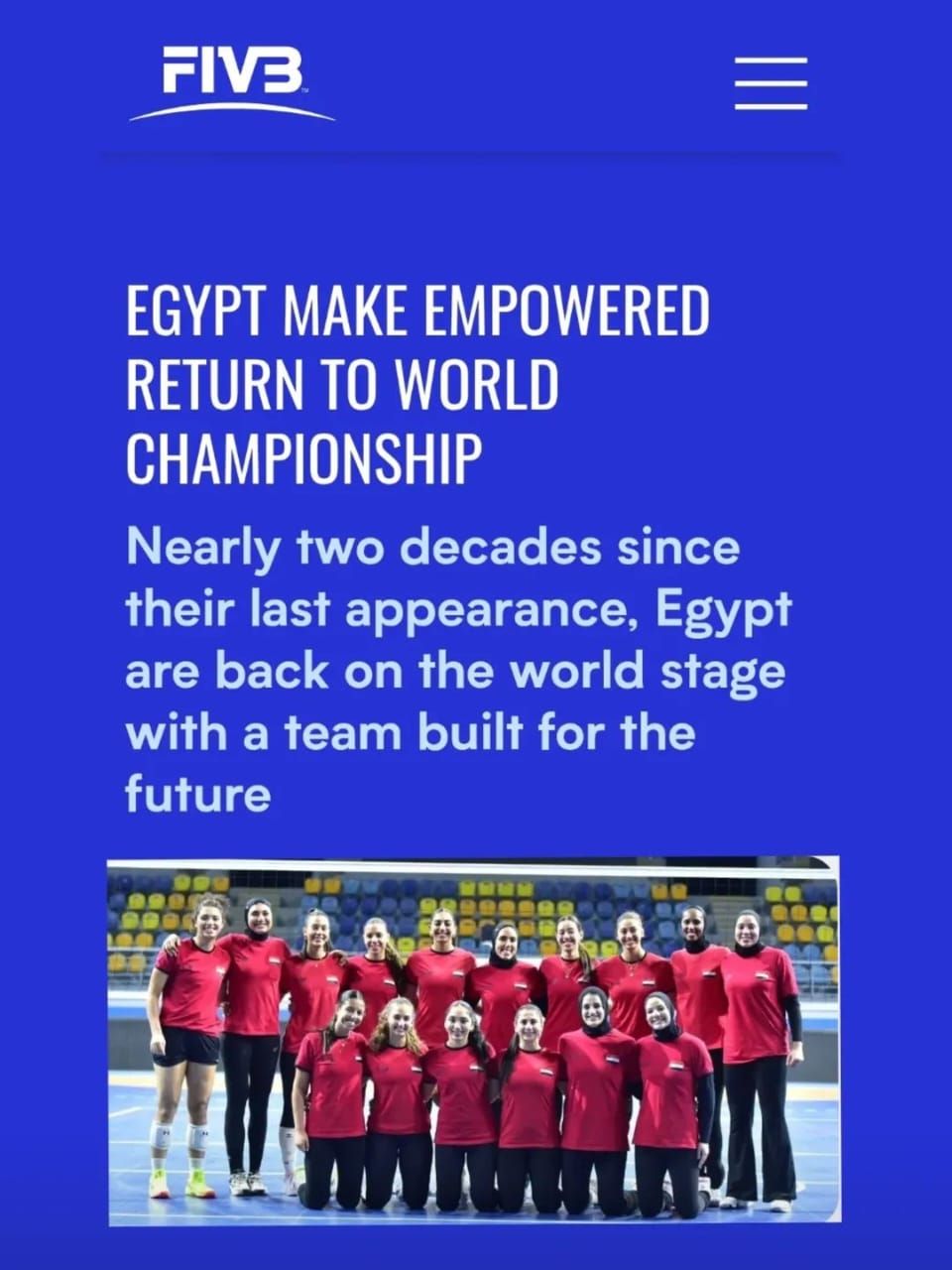 الاتحاد الدولي يبرز عودة منتخب مصر للسيدات إلى الساحة العالمية بعد غياب 20 عامًا - الخليج الان