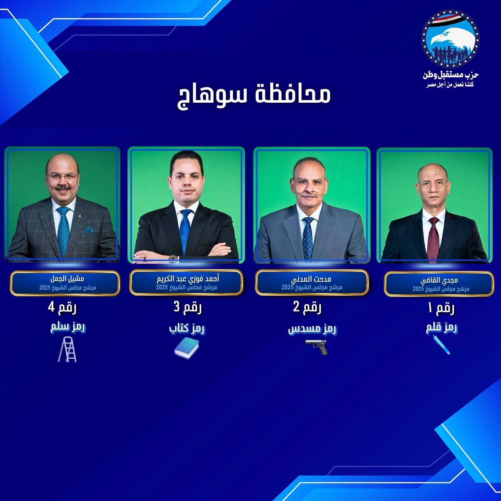 مرشحو مستقبل وطن وحماة الوطن يحصلون على 50%+1 بمقاعد سوهاج الخمسة الفردية بانتخابات الشيوخ 2025 - الخليج الان