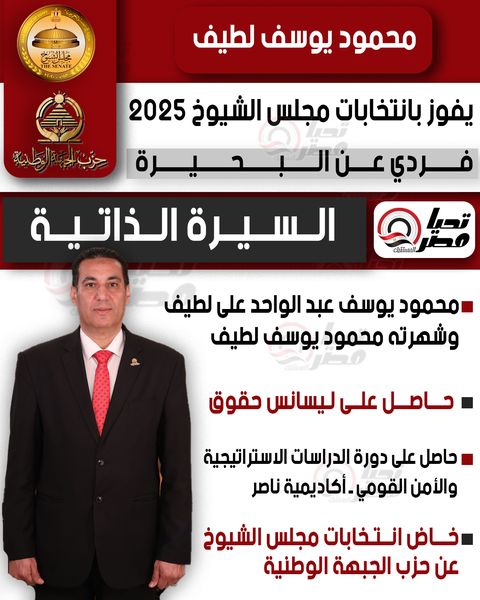 تليجراف الخليج ينشر السيرة الذاتية للنائب محمود يوسف لطيف عضو مجلس الشيوخ 2025 - الخليج الان