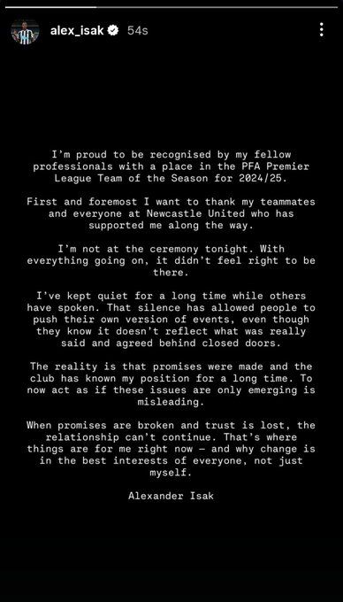 ألكسندر آيزاك: فخور بتواجدي في فريق الموسم لكن العلاقة مع نيوكاسل لم تعد ممكنة - الخليج الان