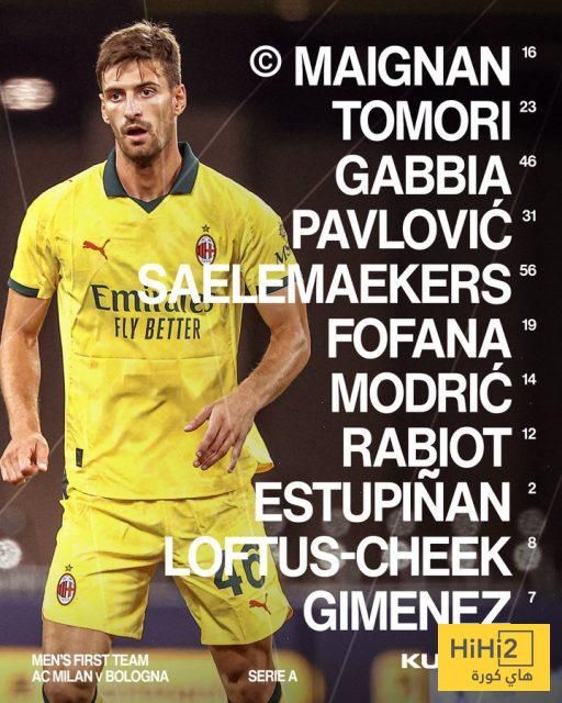 تشكيلة ميلان الرسمية ضد بولونيا في الدوري الإيطالي