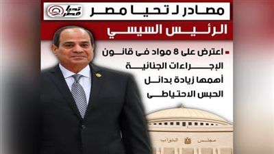 انفراد لـ تليجراف الخليج: الرئيس السيسي اعترض على 8 مواد في مشروع قانون الإجراءات الجنائية - الخليج الان