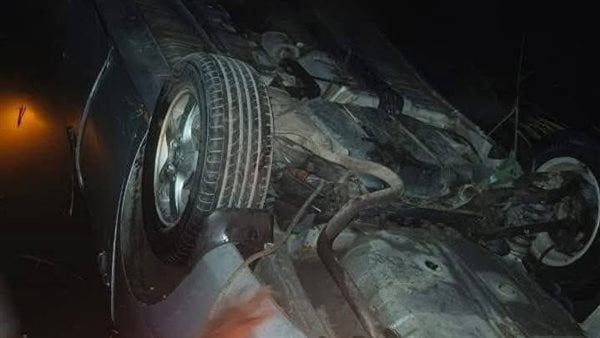 مصرع زوجين وإصابة نجلهما في حادث انقلاب ملاكي بترعة بالطريق الزراعي بالبحيرة