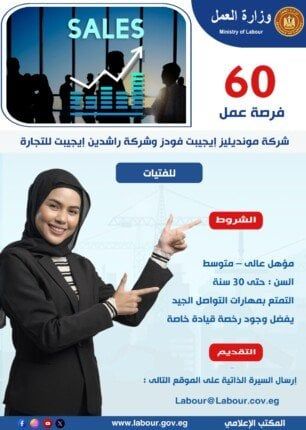 وزارة العمل تعلن عن 60 فرصة عمل للفتيات في هذه الأماكن