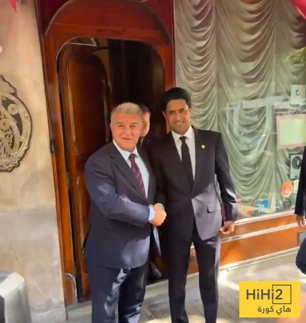 صور.. لابورتا يلتقي بناصر الخليفي قبل القمة