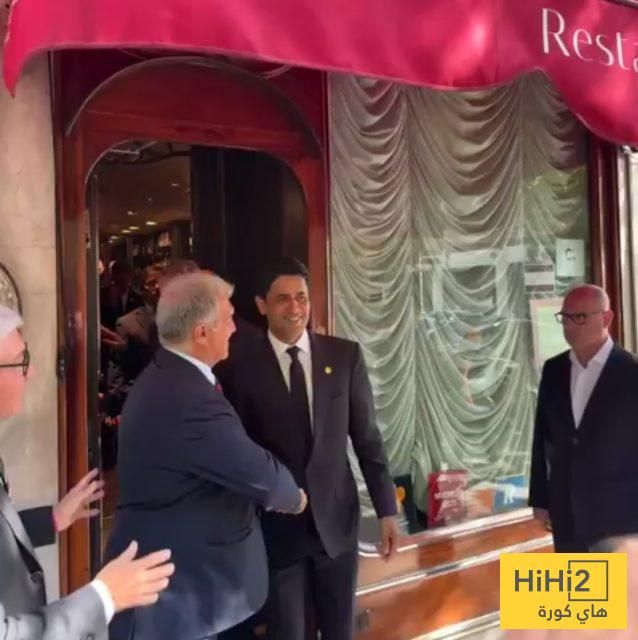 صور.. لابورتا يلتقي بناصر الخليفي قبل القمة