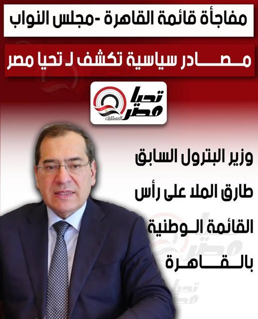 مصادر سياسية تكشف ل تليجراف الخليج: وزير البترول السابق طارق الملا على رأس القائمة الوطنية بالقاهرة - الخليج الان