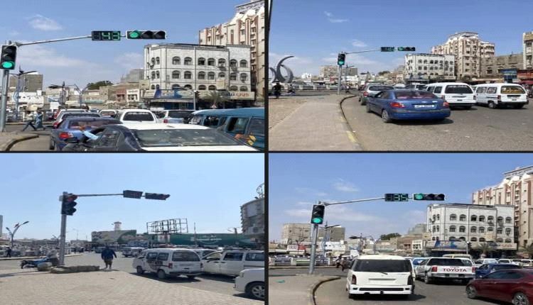 شرطة السير تشغل الإشارات المرورية في أكثر الجولات ازدحاماً بعدن