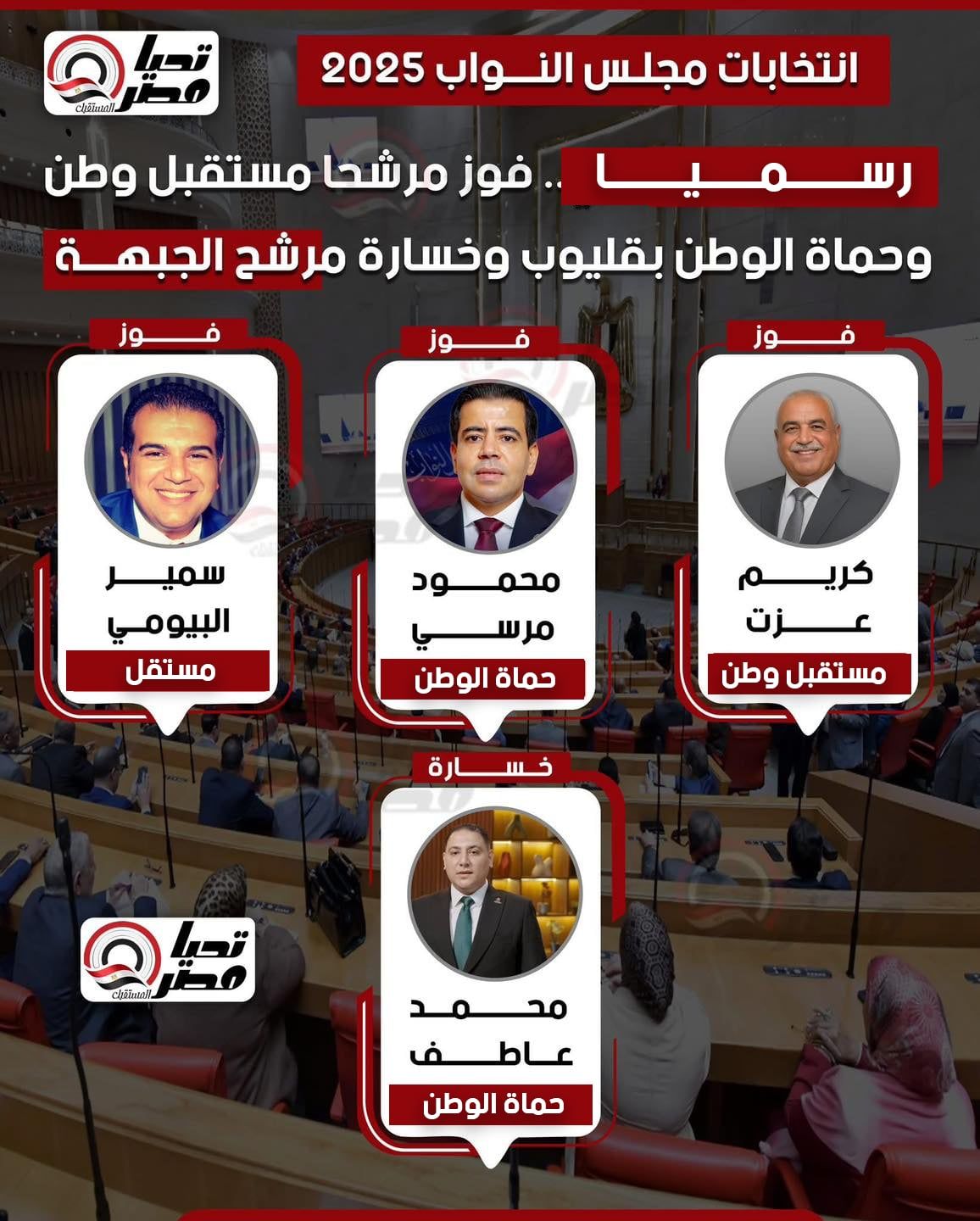 مستقبل وطن وحماة الوطن تتصدر نتائج انتخابات مجلس النواب 2025 بدائرة قليوب - الخليج الان