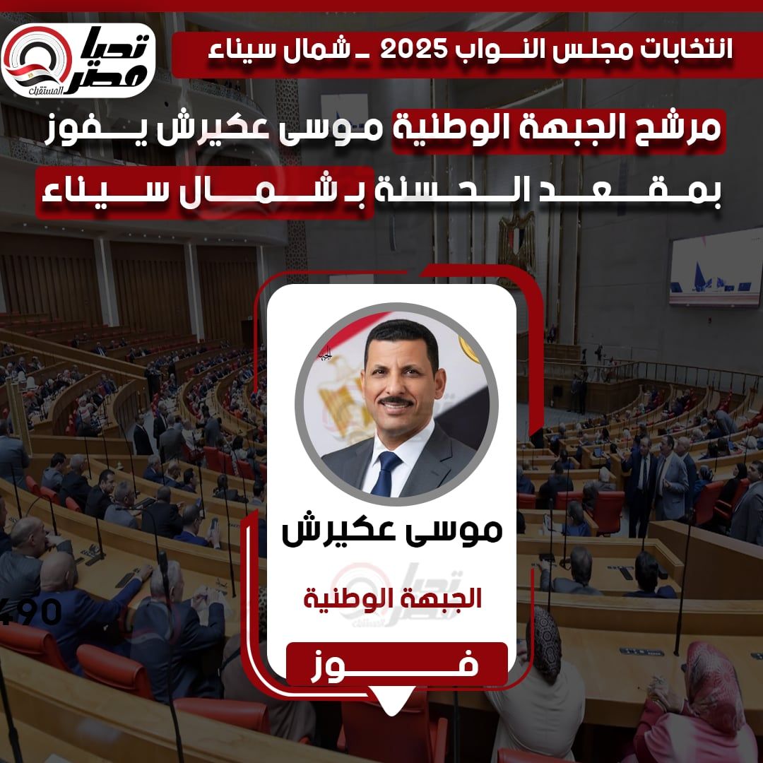 مرشح الجبهة الوطنية موسى عكيرش يحقق الفوز في مقعد الحسنة بشمال سيناء - الخليج الان