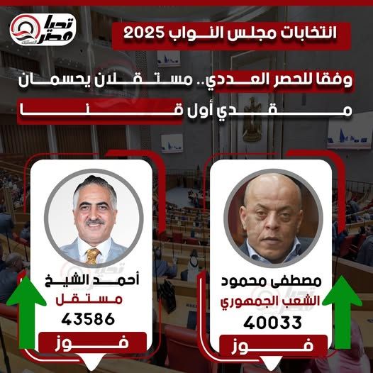 وفقا للحصر العددي.. مرشح الشعب الجهوري ومستقل يحصدان مقعدي أول قنا - الخليج الان