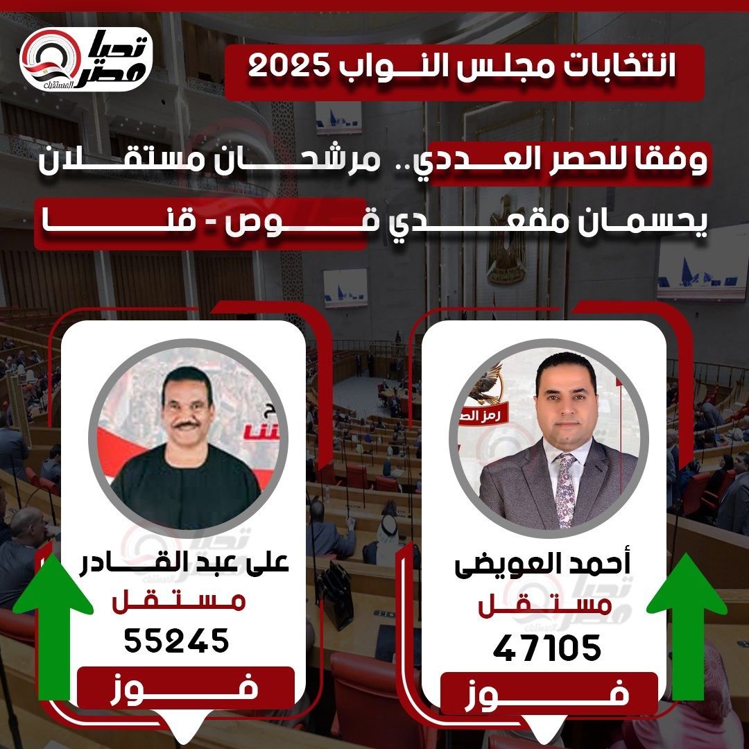 وفقا للحصر العددي.. مرشحان مستقلان يحسمان مقعدي قوص - قنا - الخليج الان
