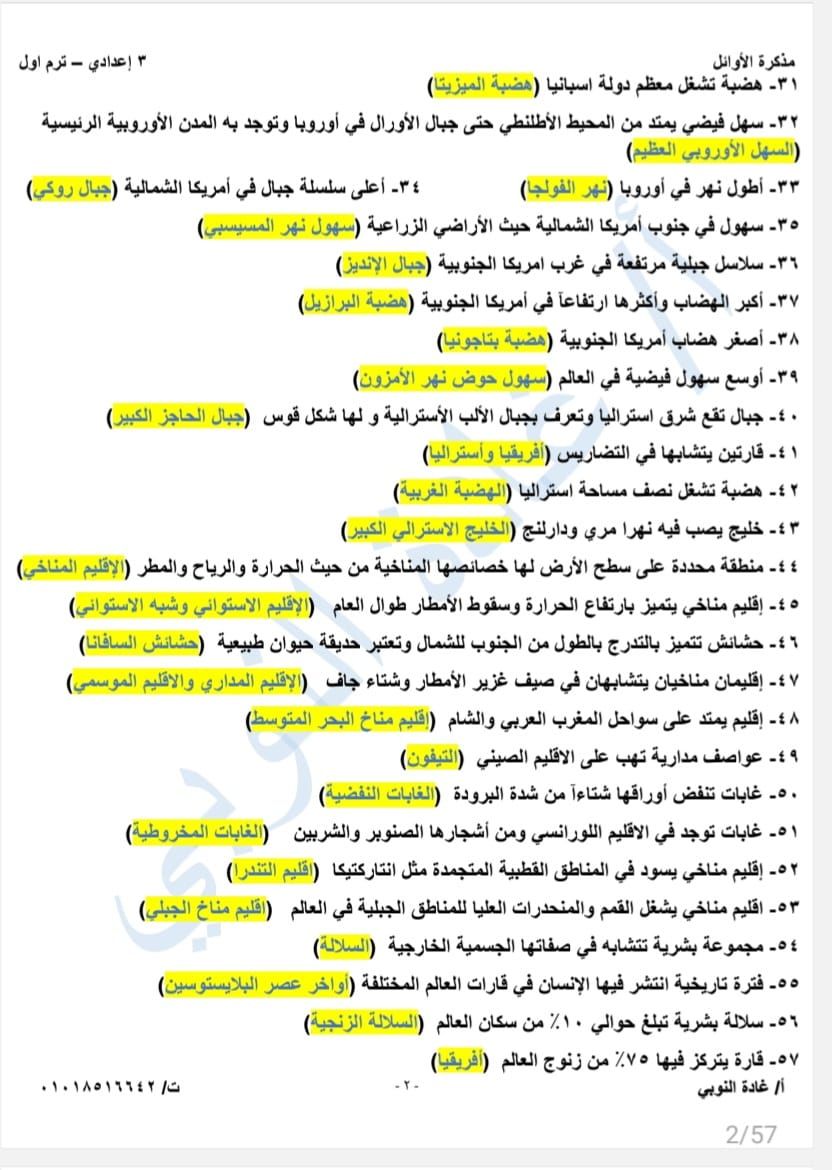 مراجعة الجغرافيا للصف الثالث الإعدادي الوحدة الأولى.. لن يخرج عنها الامتحان - الخليج الان