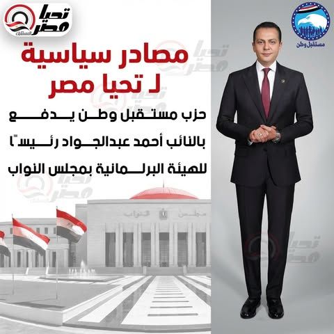 مصادر سياسية لـ تليجراف الخليج: حزب مستــقبل وطن يــــدفـع بالنائب أحمد عبدالجـواد رئــــيسًا للهيئة البرلــــمانية بمجلس النواب - الخليج الان