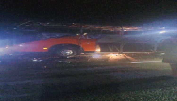 تفاصيل احتراق باص نقل جماعي في أبين