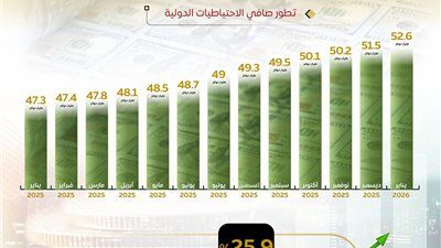 الاحتياطيات الدولية تسجل مستوى تاريخيًا وتصل إلى 52.6 مليار دولار في يناير 2026 - الخليج الان