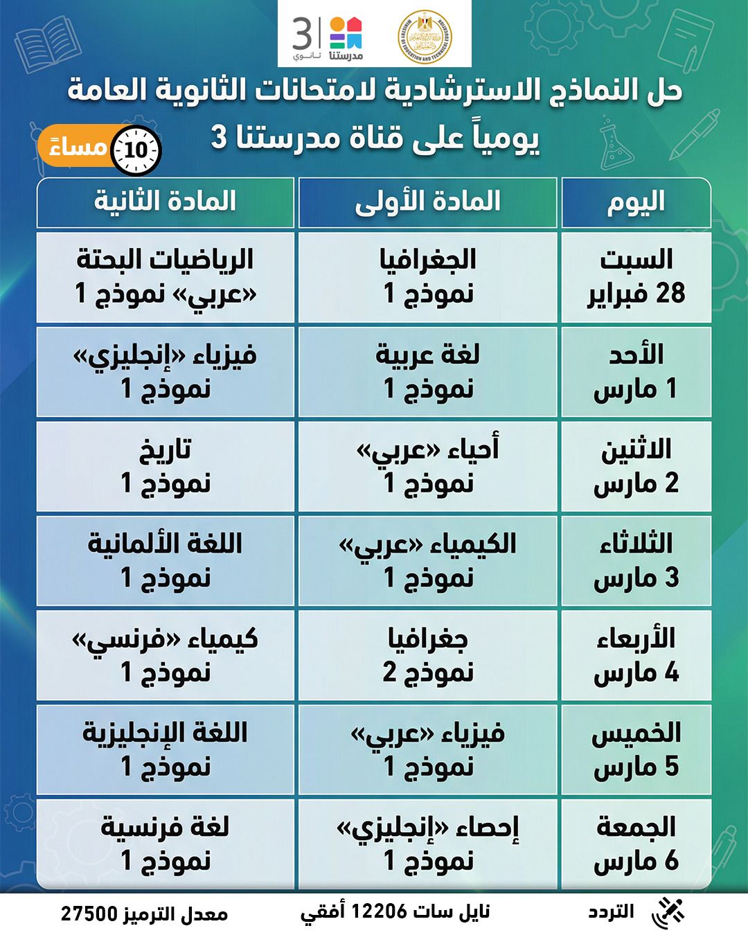 وزارة التعليم تطرح النماذج الاسترشادية لامتحانات الثانوية العامة بداية من مساء السبت - الخليج الان