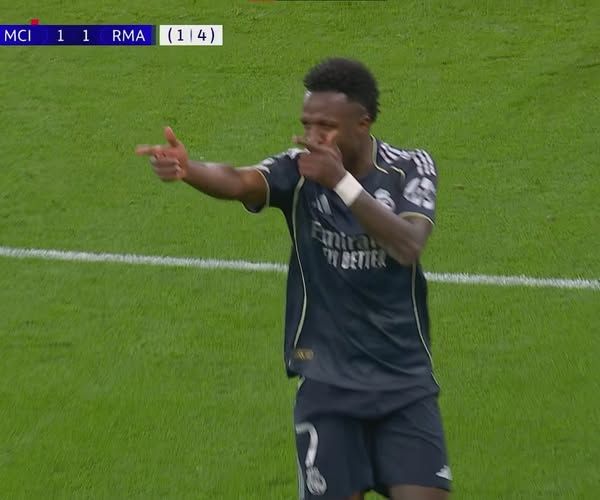 مان سيتي ضد الريال.. فينيسيوس جونيور يسجل الهدف الثاني لـ ريال مدريد في مرمى مانشستر سيتي بدوري أبطال أوروبا - الخليج الان