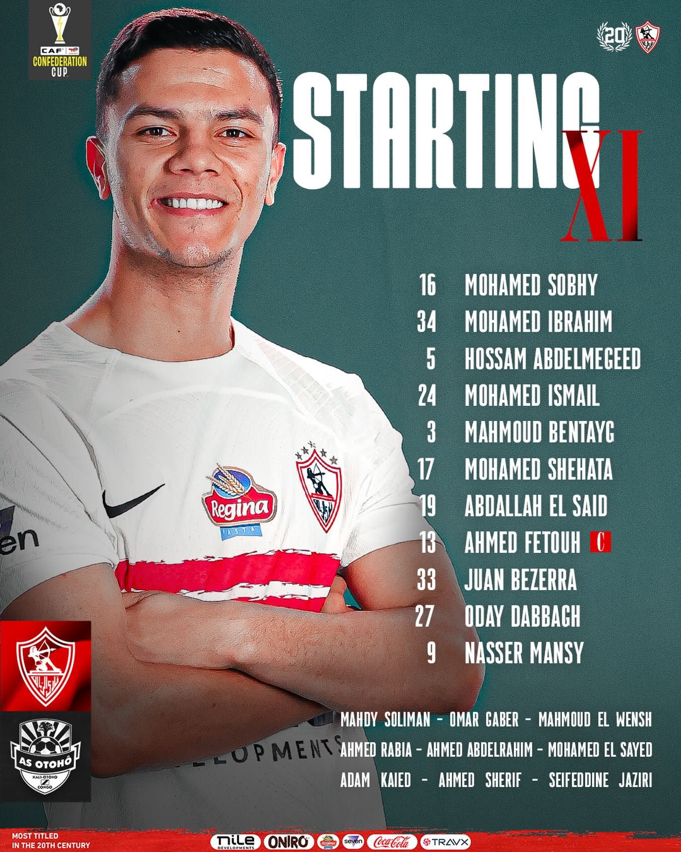 ناصر منسي يقود تشكيل الزمالك الرسمي لمواجهة أوتوهو فى الكونفدرالية اليوم - الخليج الان