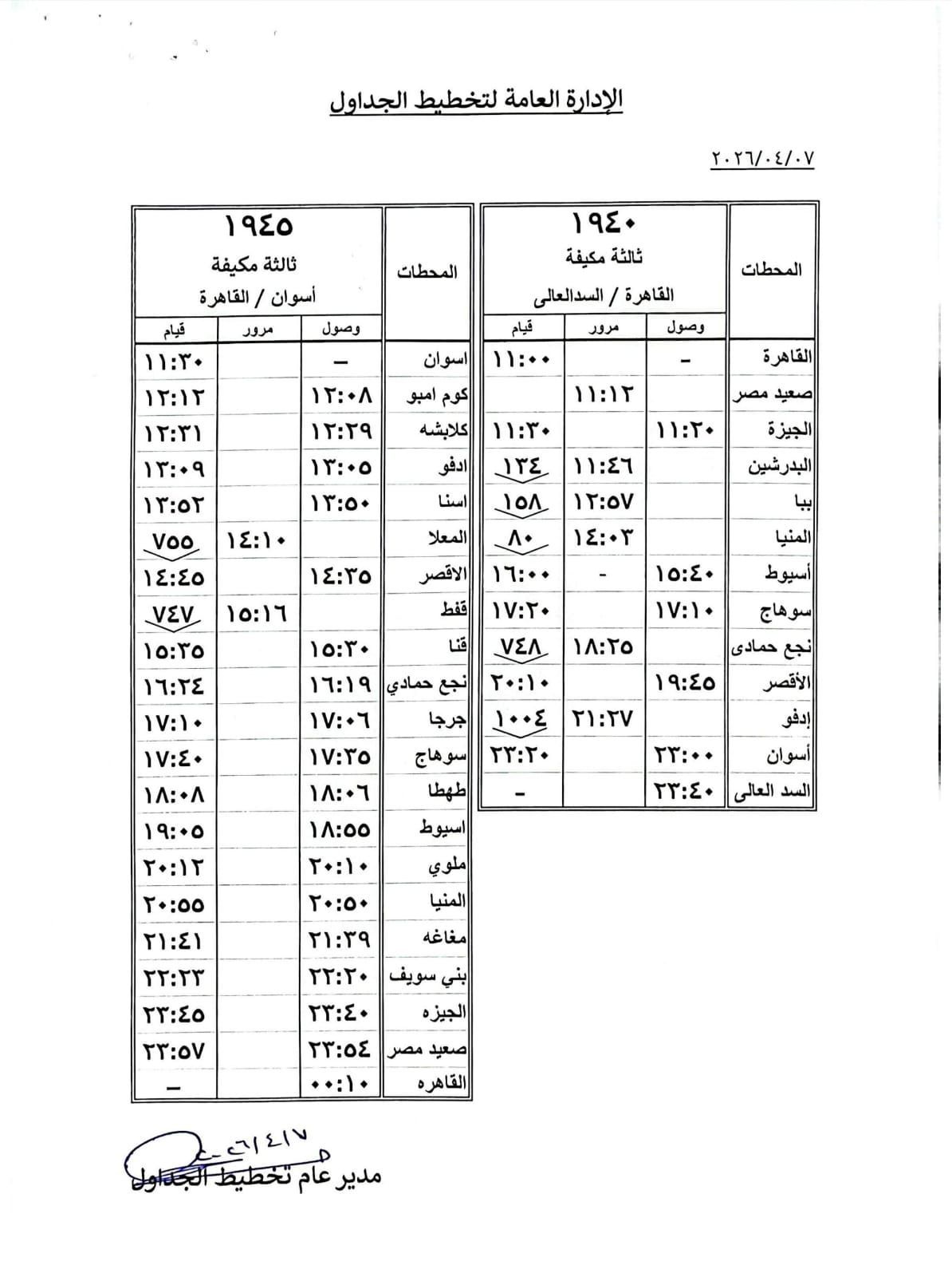 السكة الحديد تدشن قطارات “مخصوص” مكيفة على خط القاهرة – السد العالي – أسوان - الخليج الان